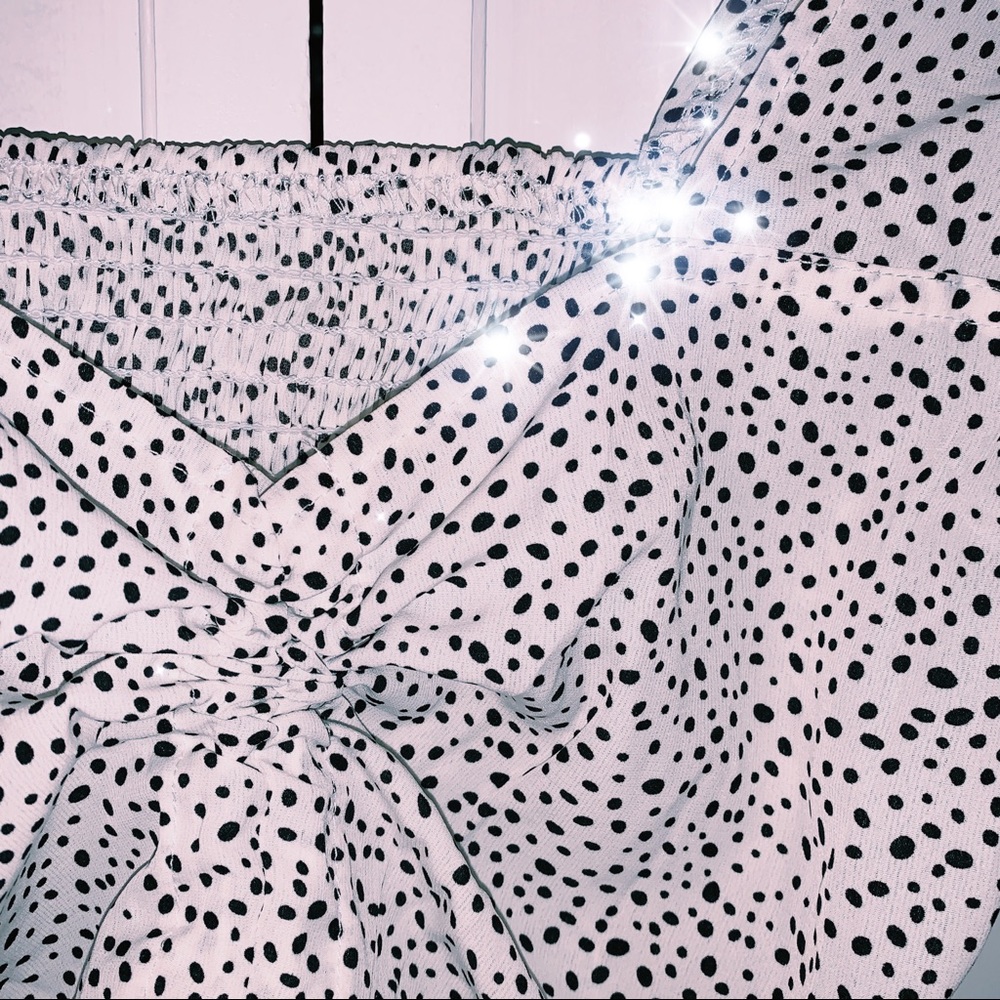 Dalmatian Print Drawstring Sweet❤️ Neck Crop Top